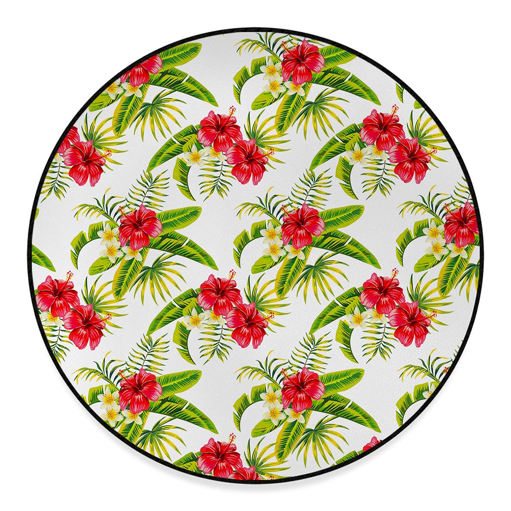 Aloha Hibiscus Tropical Pattern Print Round Floor Mat