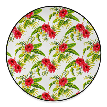 Aloha Hibiscus Tropical Pattern Print Round Floor Mat