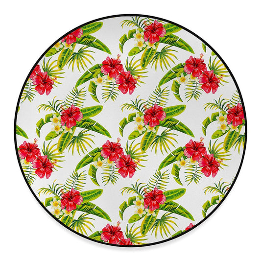 Aloha Hibiscus Tropical Pattern Print Round Floor Mat