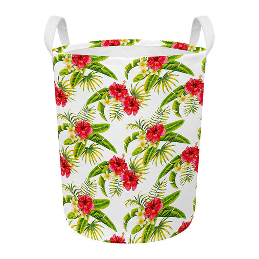 Aloha Hibiscus Tropical Pattern Print Round Laundry Basket