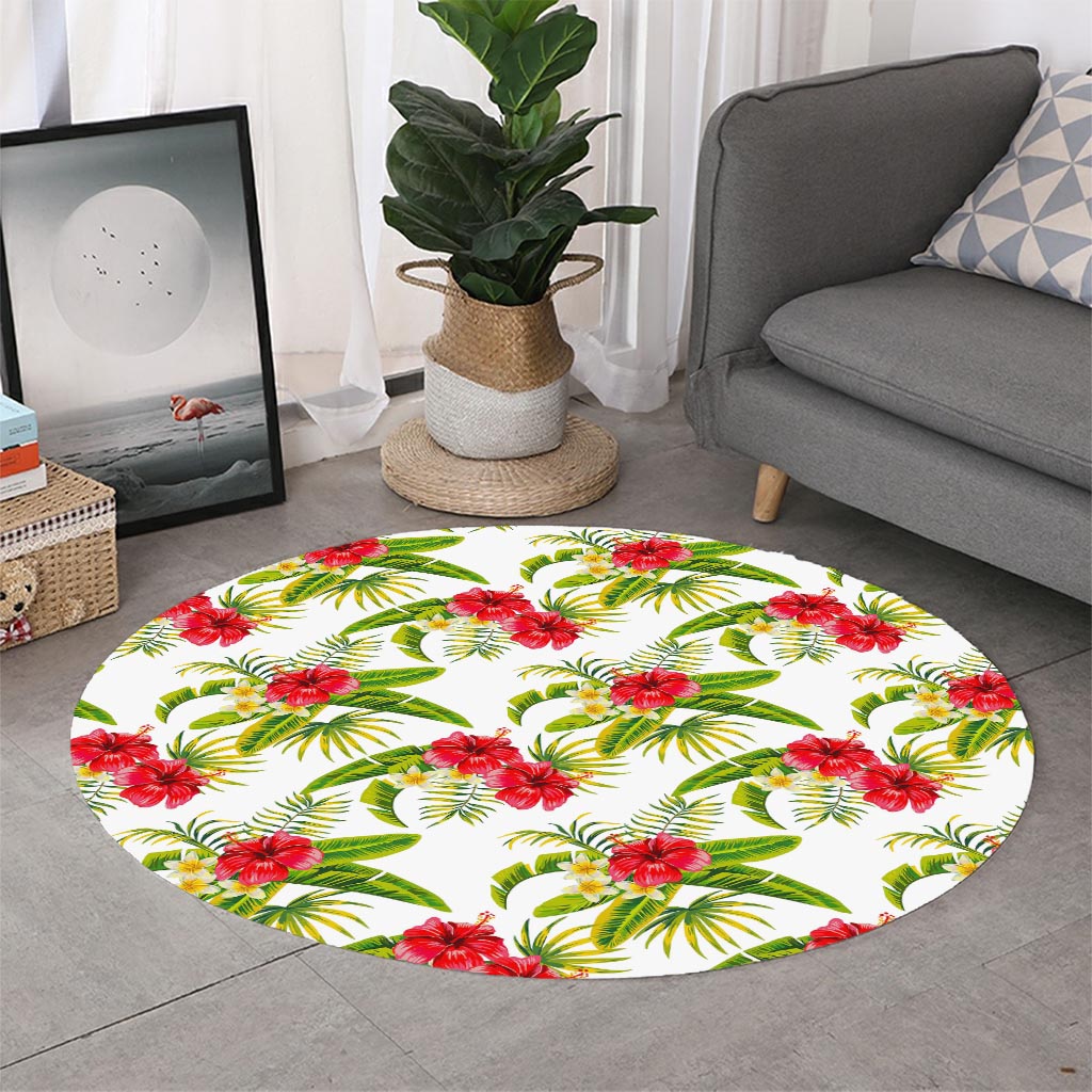 Aloha Hibiscus Tropical Pattern Print Round Rug