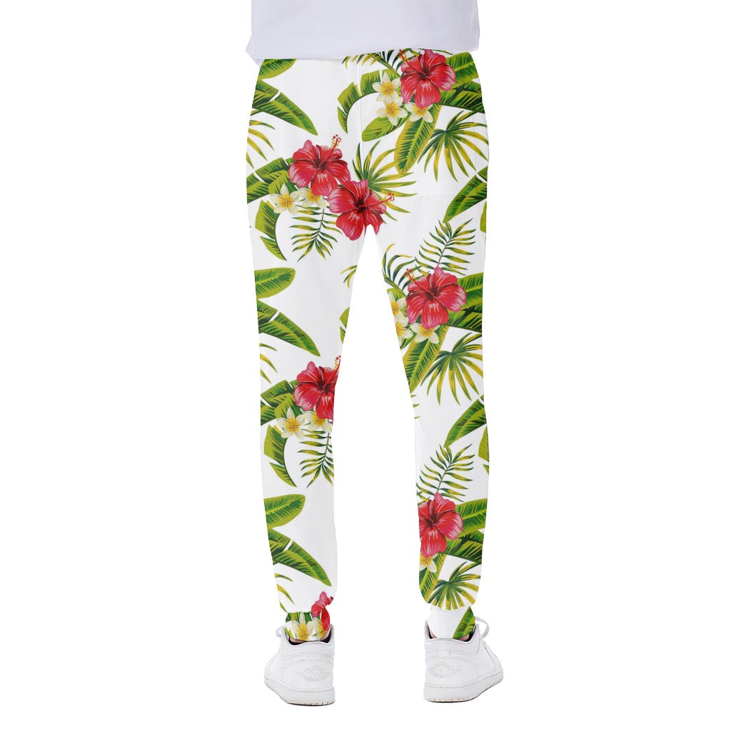 Aloha Hibiscus Tropical Pattern Print Scuba Joggers