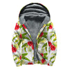 Aloha Hibiscus Tropical Pattern Print Sherpa Lined Zip Up Hoodie