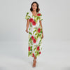 Aloha Hibiscus Tropical Pattern Print Short Sleeve Maxi Dress