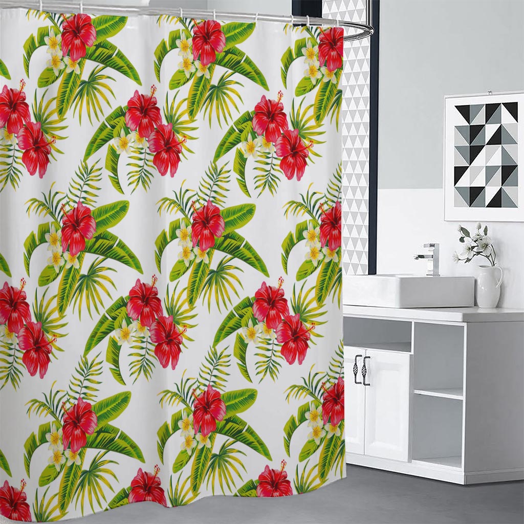 Aloha Hibiscus Tropical Pattern Print Shower Curtain