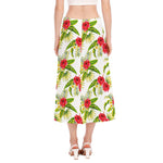 Aloha Hibiscus Tropical Pattern Print Side Slit Midi Skirt