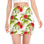 Aloha Hibiscus Tropical Pattern Print Side Slit Mini Skirt