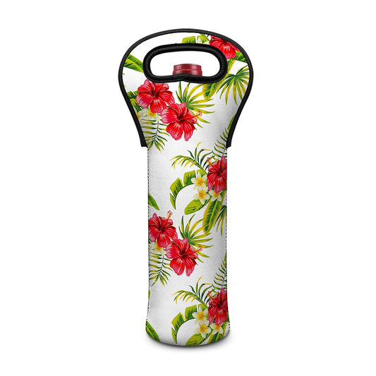 Aloha Hibiscus Tropical Pattern Print Single Neoprene Wine Tote