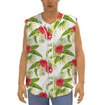 Aloha Hibiscus Tropical Pattern Print Sleeveless Baseball Jersey