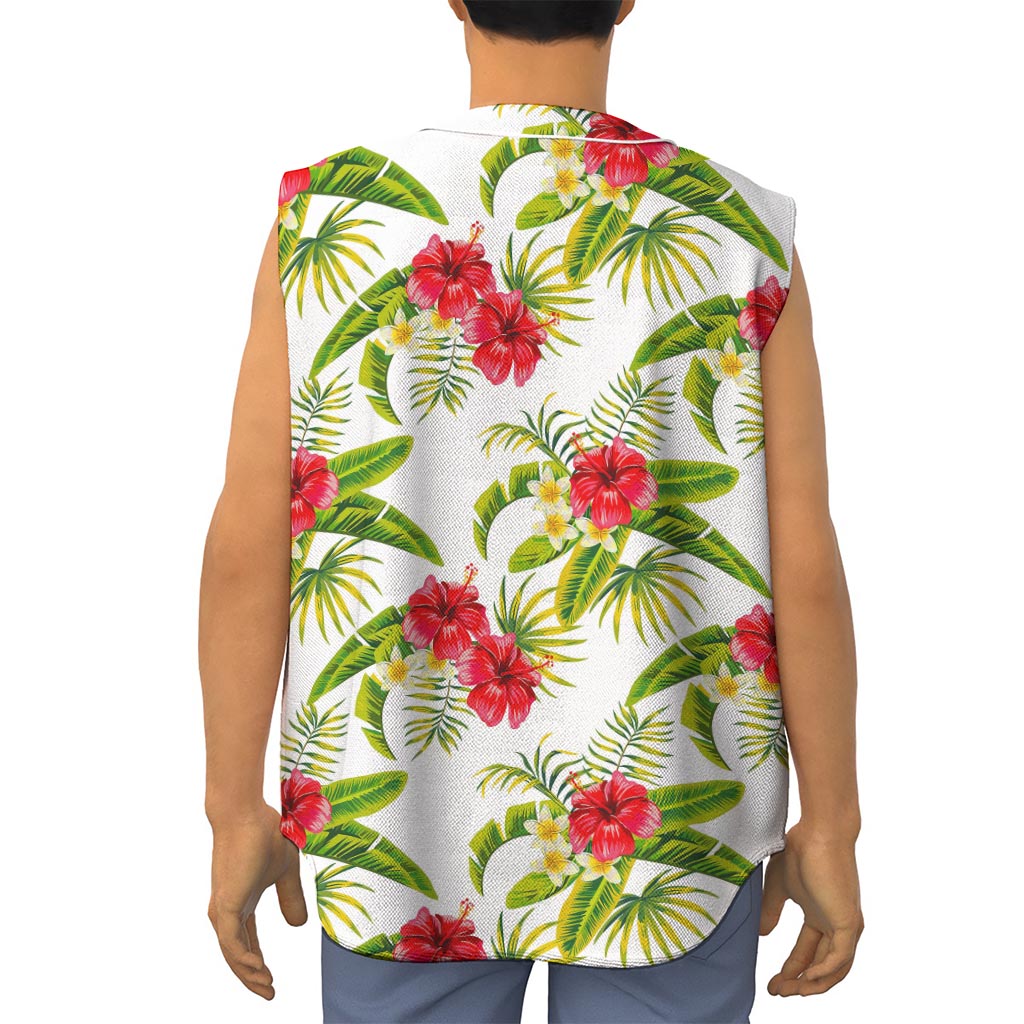 Aloha Hibiscus Tropical Pattern Print Sleeveless Baseball Jersey