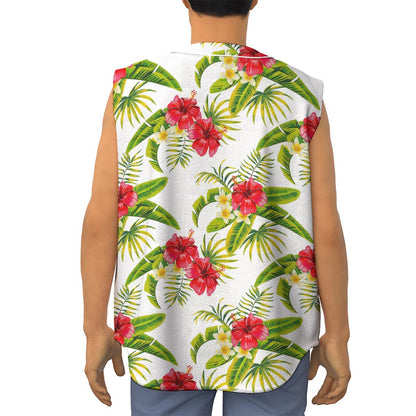 Aloha Hibiscus Tropical Pattern Print Sleeveless Baseball Jersey
