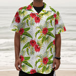 Aloha Hibiscus Tropical Pattern Print Textured Short Sleeve Shirt