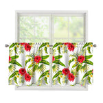 Aloha Hibiscus Tropical Pattern Print Tier Curtains