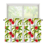 Aloha Hibiscus Tropical Pattern Print Tier Curtains