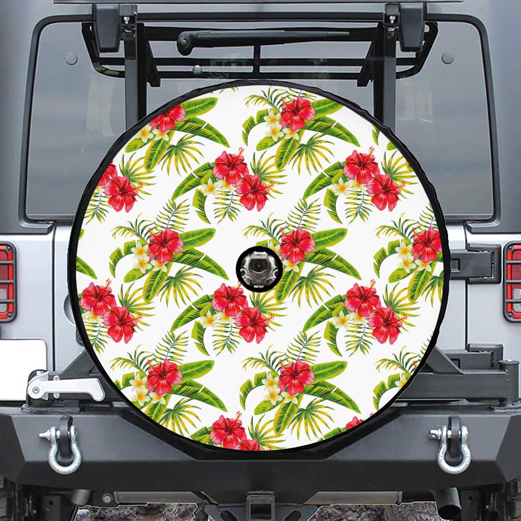 Aloha Hibiscus Tropical Pattern Print Tire Cover With Camera Hole