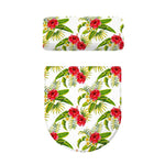 Aloha Hibiscus Tropical Pattern Print Toilet Lid And Tank Cover Set
