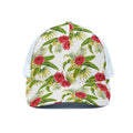Aloha Hibiscus Tropical Pattern Print White Mesh Trucker Hat