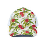 Aloha Hibiscus Tropical Pattern Print White Mesh Trucker Cap