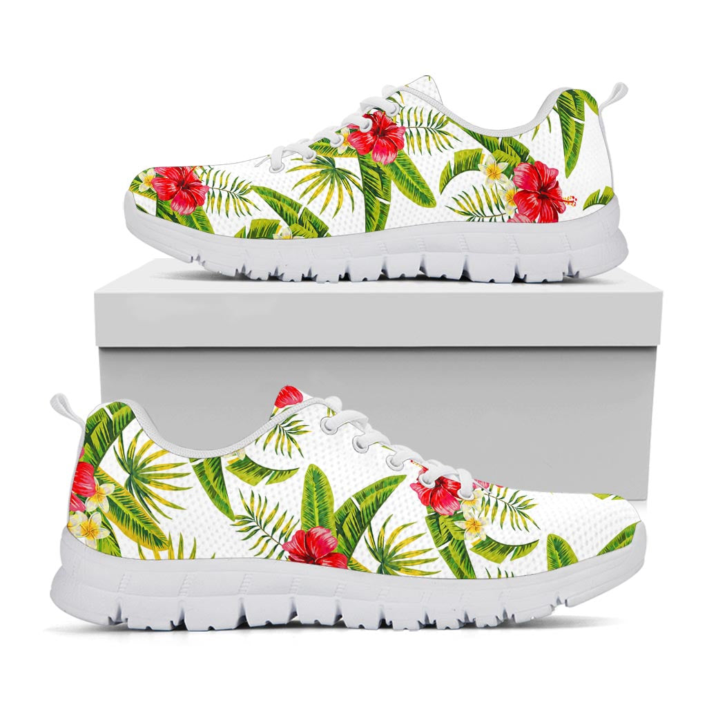 Aloha Hibiscus Tropical Pattern Print White Running Shoes