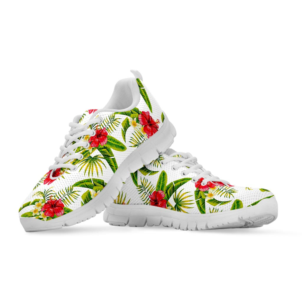 Aloha Hibiscus Tropical Pattern Print White Running Shoes