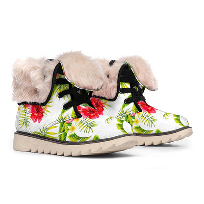 Aloha Hibiscus Tropical Pattern Print Winter Boots