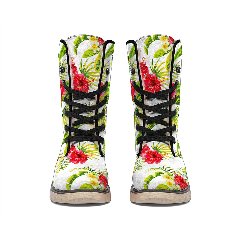 Aloha Hibiscus Tropical Pattern Print Winter Boots