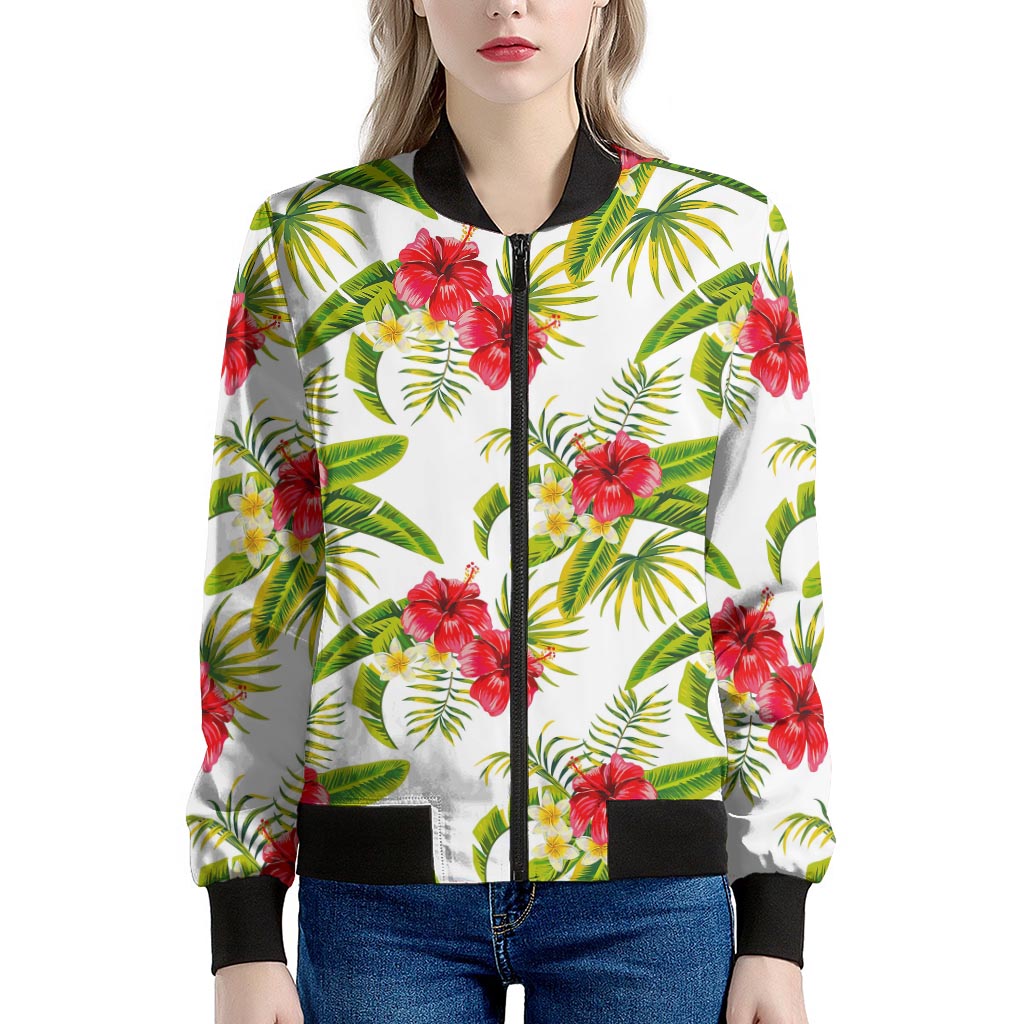 Aloha Hibiscus Tropical Pattern Print Women's Bomber Jacket