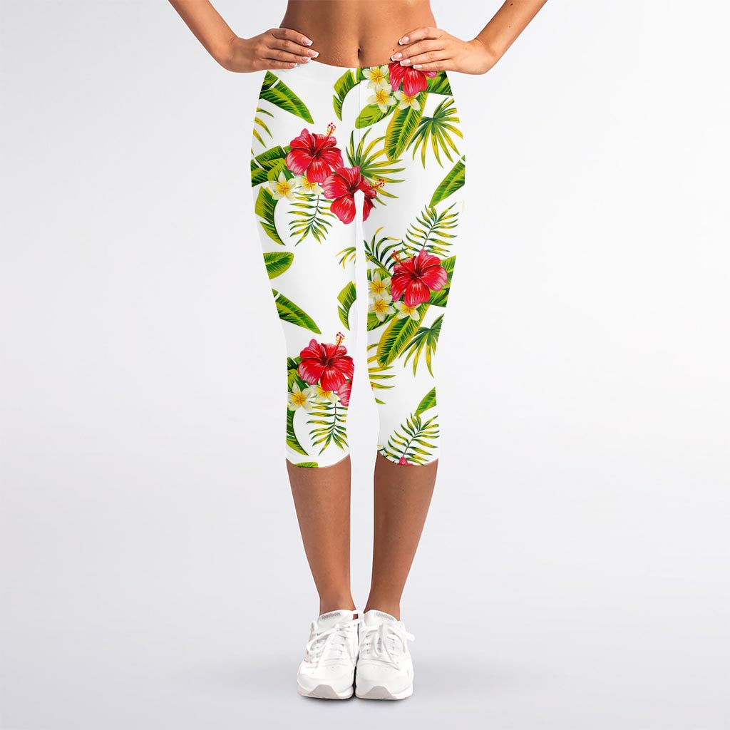 Aloha Hibiscus Tropical Pattern Print Women's Capri Leggings