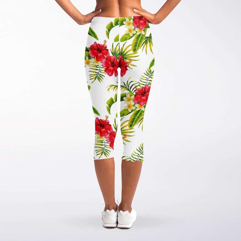 Aloha Hibiscus Tropical Pattern Print Women's Capri Leggings