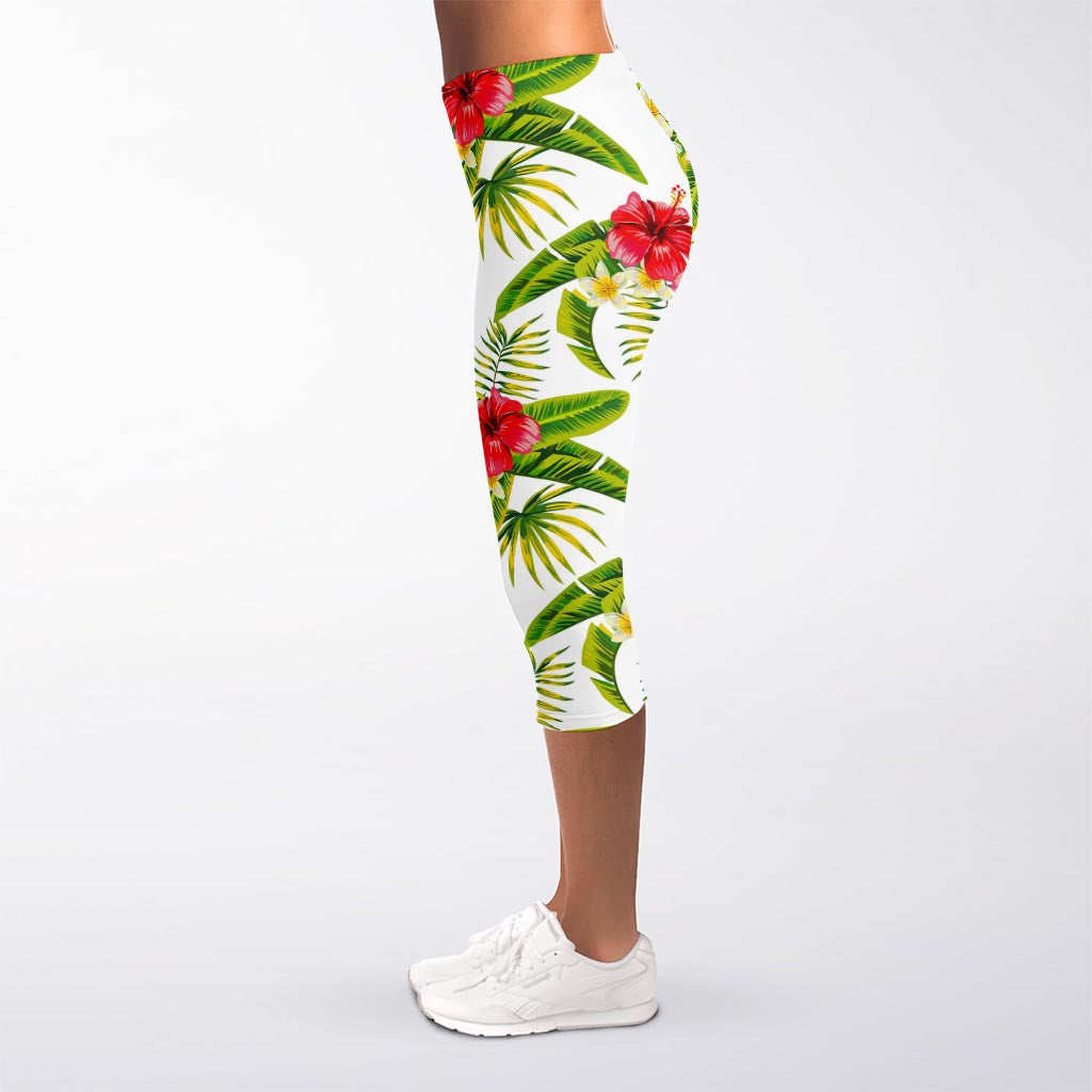 Aloha Hibiscus Tropical Pattern Print Women's Capri Leggings