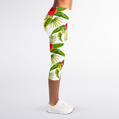 Aloha Hibiscus Tropical Pattern Print Women's Capri Leggings
