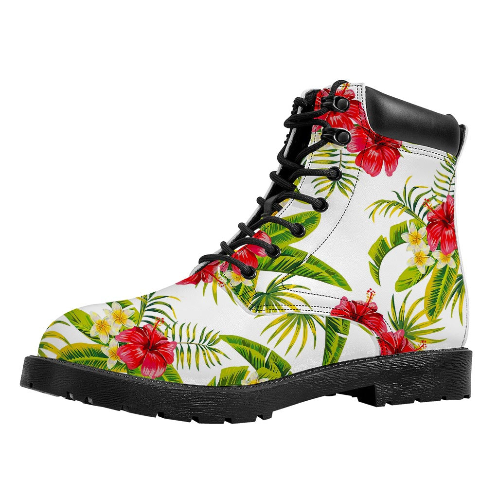 Aloha Hibiscus Tropical Pattern Print Work Boots