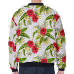 Aloha Hibiscus Tropical Pattern Print Zip Sleeve Bomber Jacket