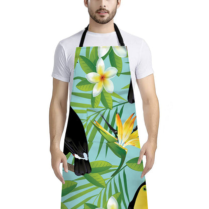 Aloha Keel-Billed Toucan Print Bib Apron With Pocket