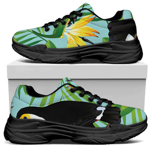 Aloha Keel-Billed Toucan Print Black Chunky Shoes