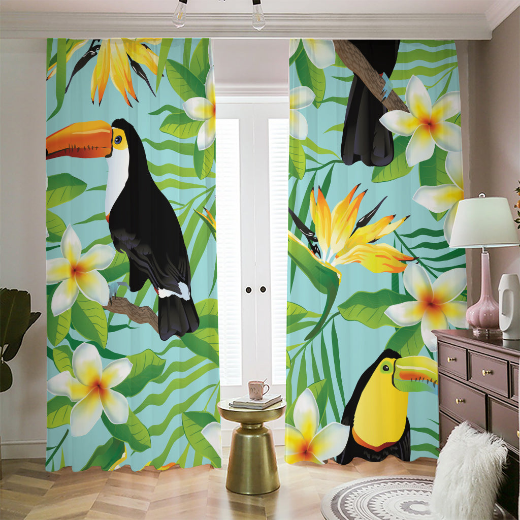 Aloha Keel-Billed Toucan Print Blackout Pencil Pleat Curtains