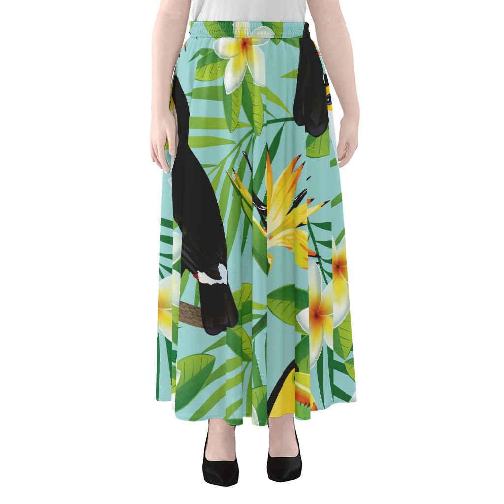 Aloha Keel-Billed Toucan Print Chiffon Maxi Skirt