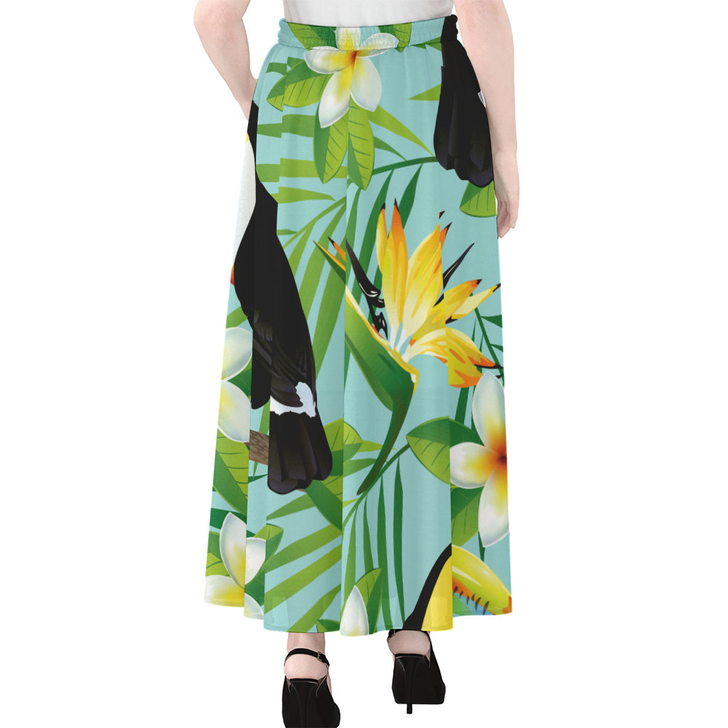 Aloha Keel-Billed Toucan Print Chiffon Maxi Skirt