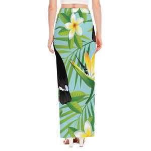 Aloha Keel-Billed Toucan Print High Slit Maxi Skirt