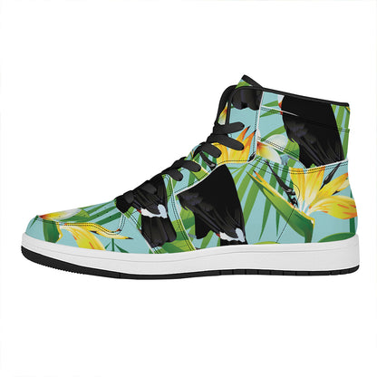 Aloha Keel-Billed Toucan Print High Top Leather Sneakers