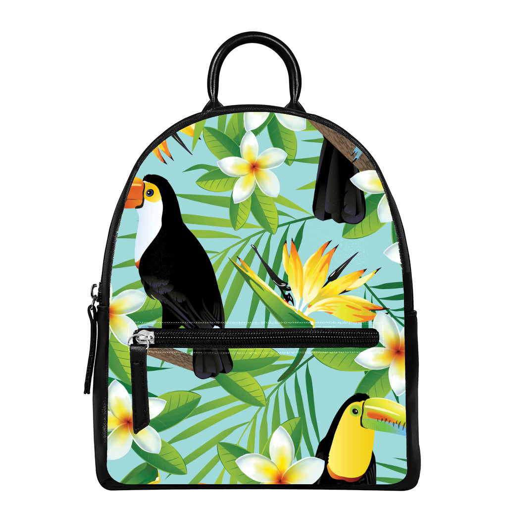 Aloha Keel-Billed Toucan Print Leather Backpack