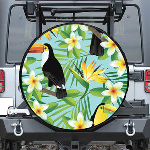 Aloha Keel-Billed Toucan Print Leather Spare Tire Cover