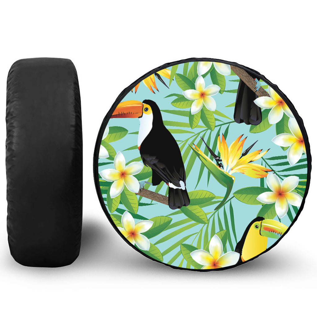 Aloha Keel-Billed Toucan Print Leather Spare Tire Cover