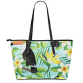 Aloha Keel-Billed Toucan Print Leather Tote Bag With Zipper