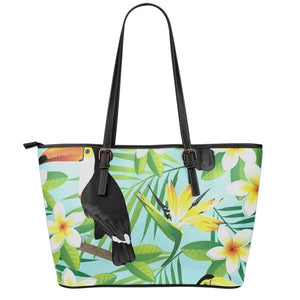 Aloha Keel-Billed Toucan Print Leather Tote Bag