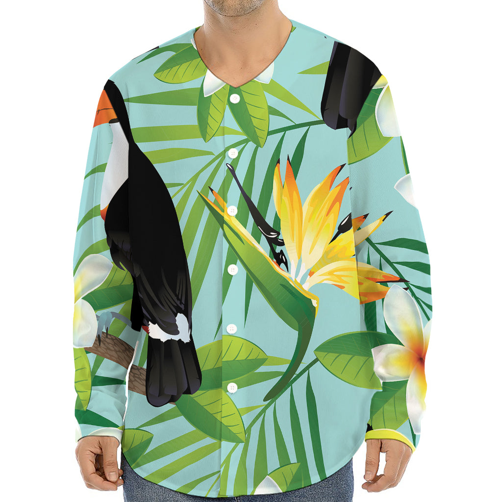 Aloha Keel-Billed Toucan Print Long Sleeve Baseball Jersey