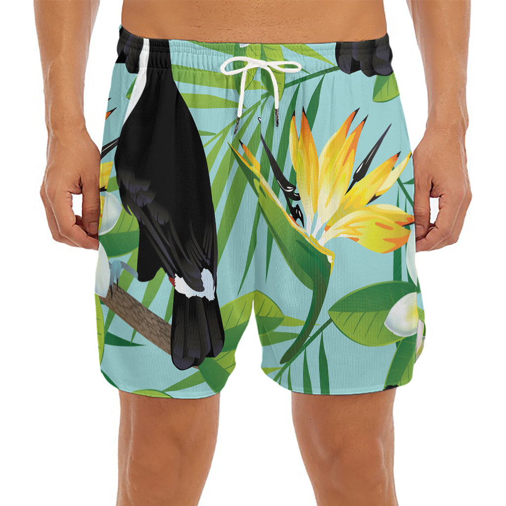 Aloha Keel-Billed Toucan Print Men's Split Running Shorts