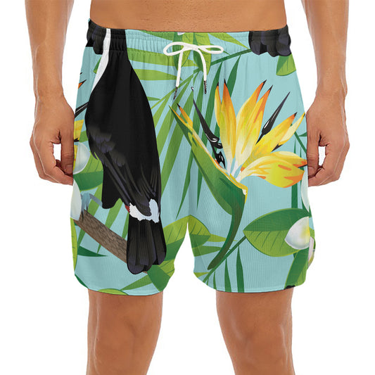 Aloha Keel-Billed Toucan Print Men's Split Running Shorts