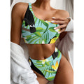 Aloha Keel-Billed Toucan Print One Shoulder Bikini Set