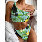 Aloha Keel-Billed Toucan Print One Shoulder Bikini Top